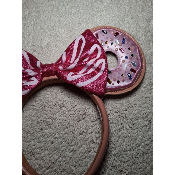 Disney BaubleBar Donut Minnie Mouse Ears Headband Pink Glitter Sparkle - Picture 3 of 6